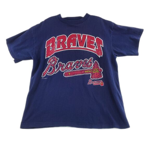 Atlanta Braves Baseball T Shirt 1997 True Fan Navy Blue Size No Size Tag - Picture 1 of 9